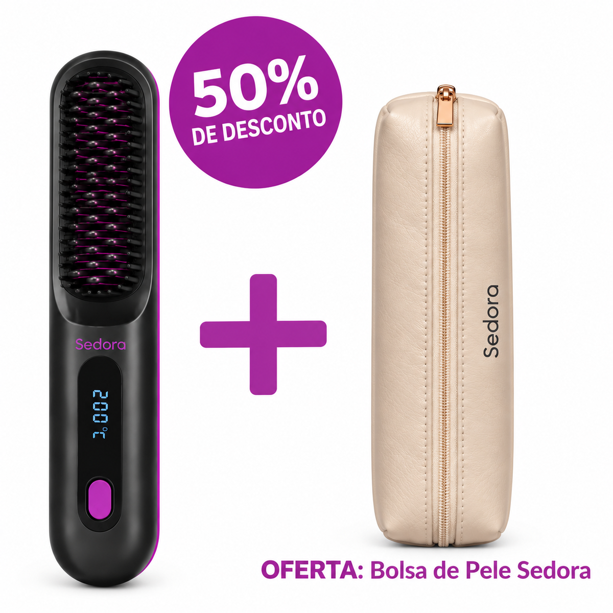 Escova de cabelo e bolsa: imagem de demonstração da referência